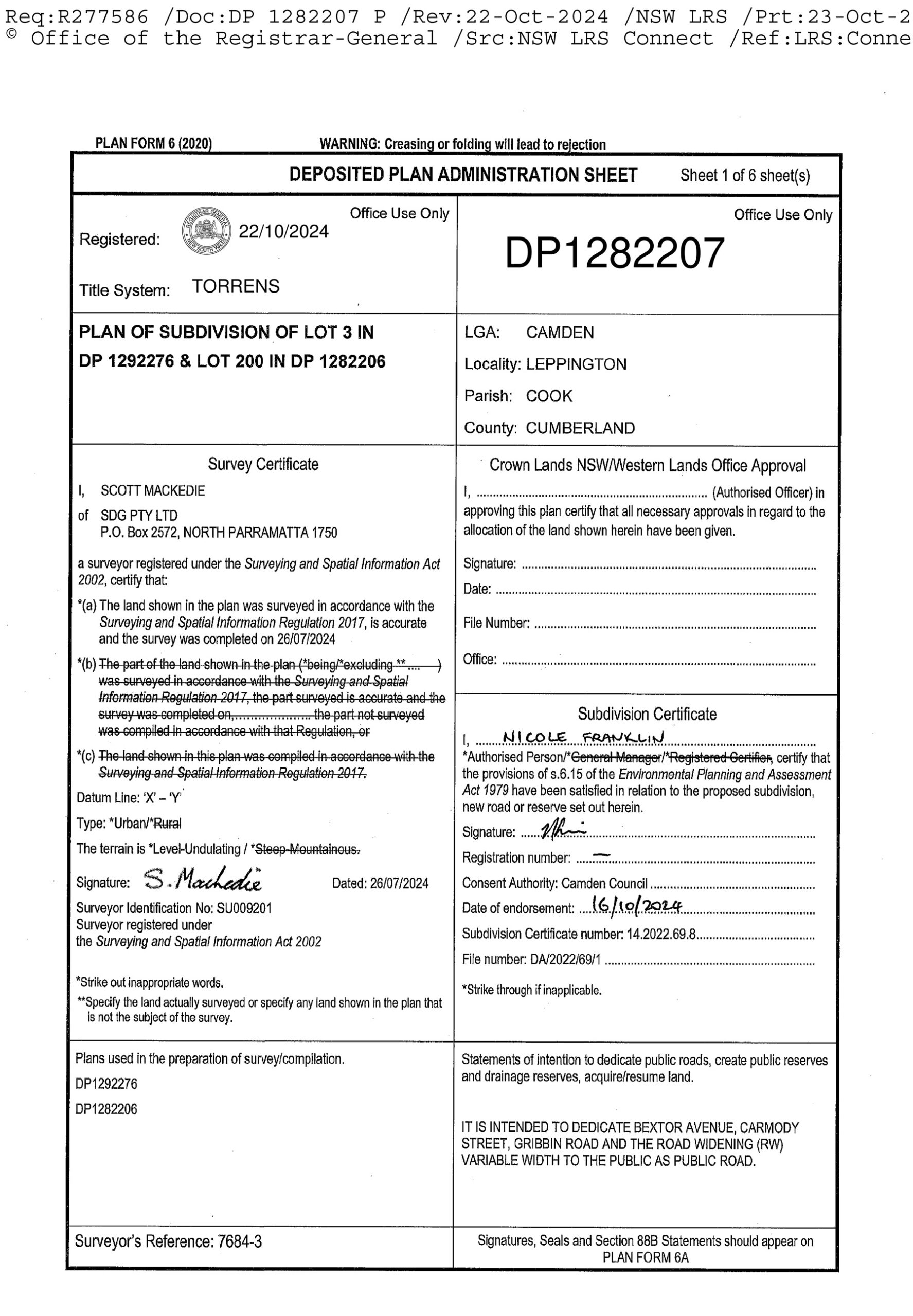 Deposited Plan
