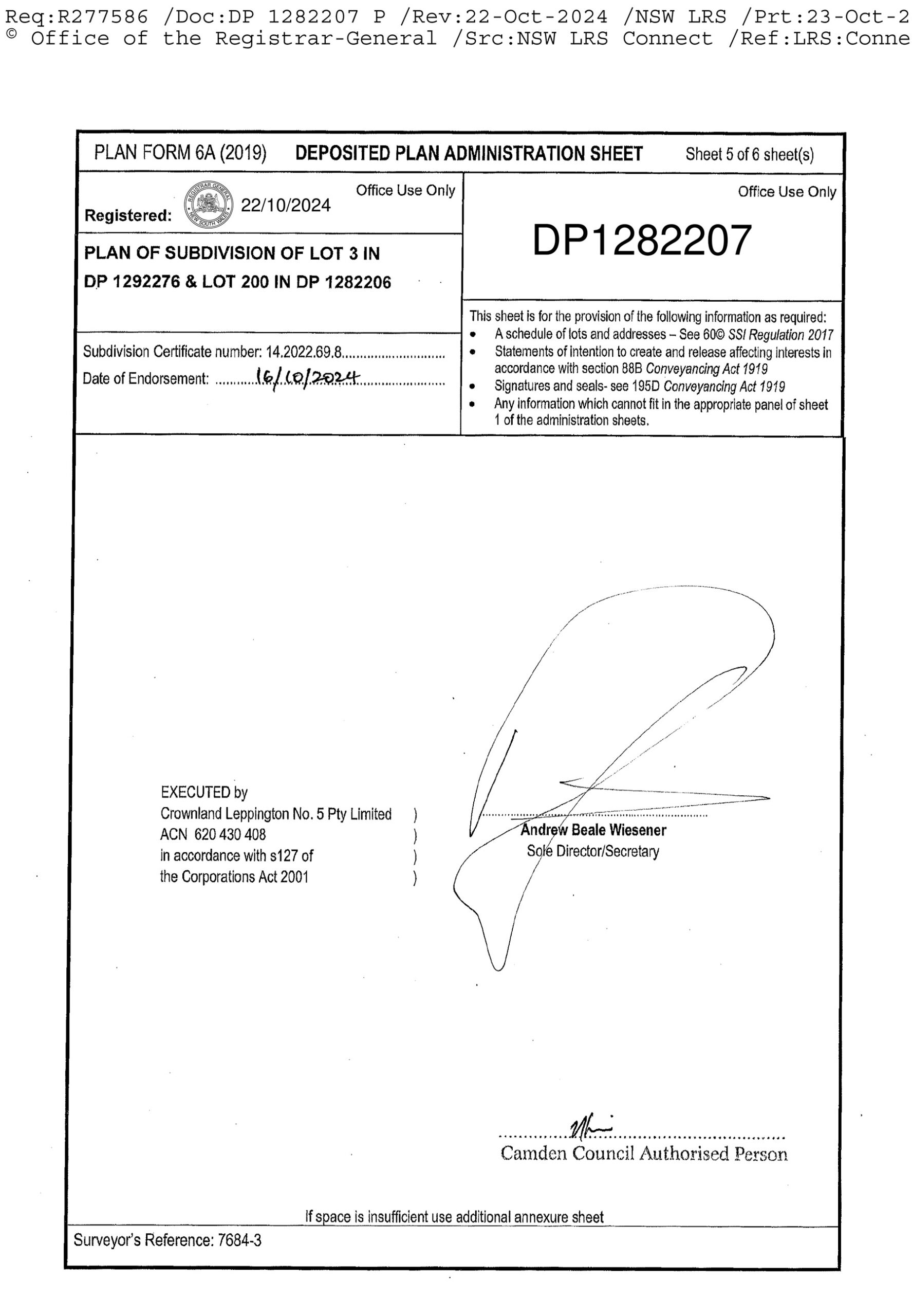 Deposited Plan