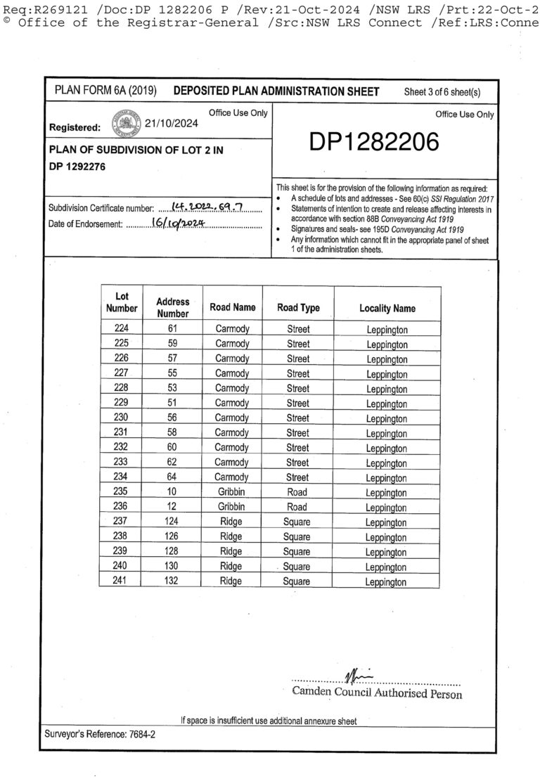 Deposited Plan