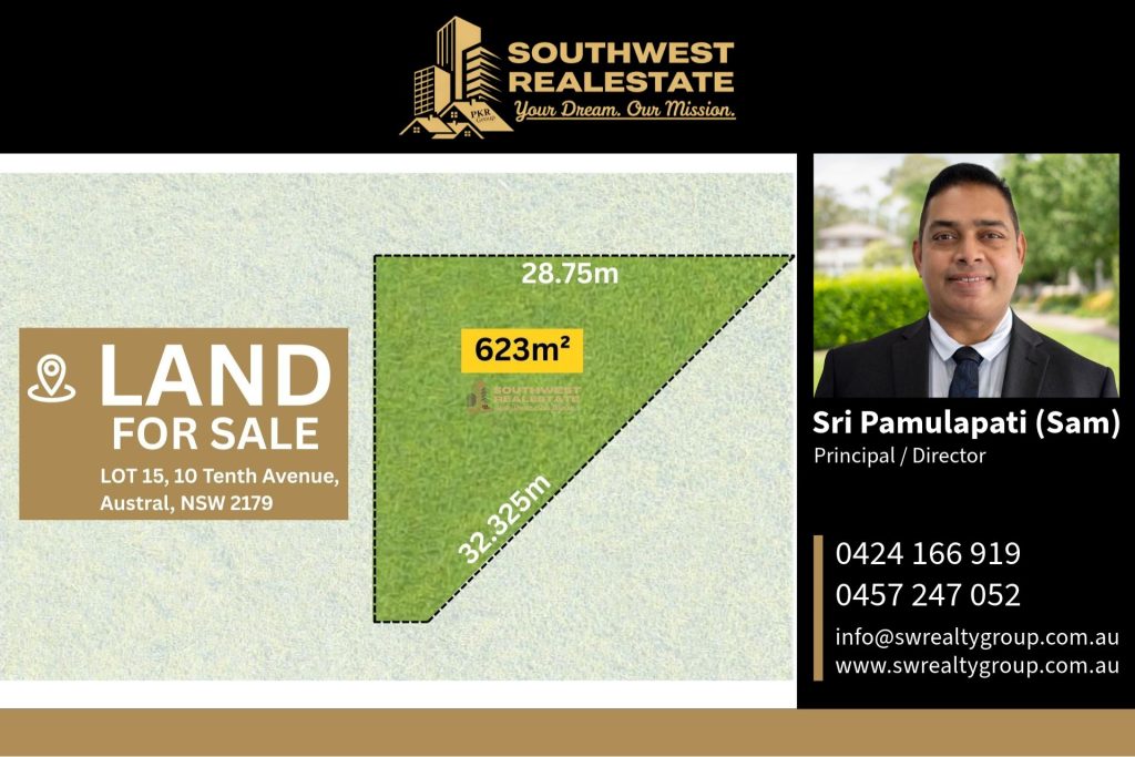 Lot 15, 10 Tenth Avenue, Austral NSW 2179 with 623m² residential land for sale by Southwest Real Estate Group.