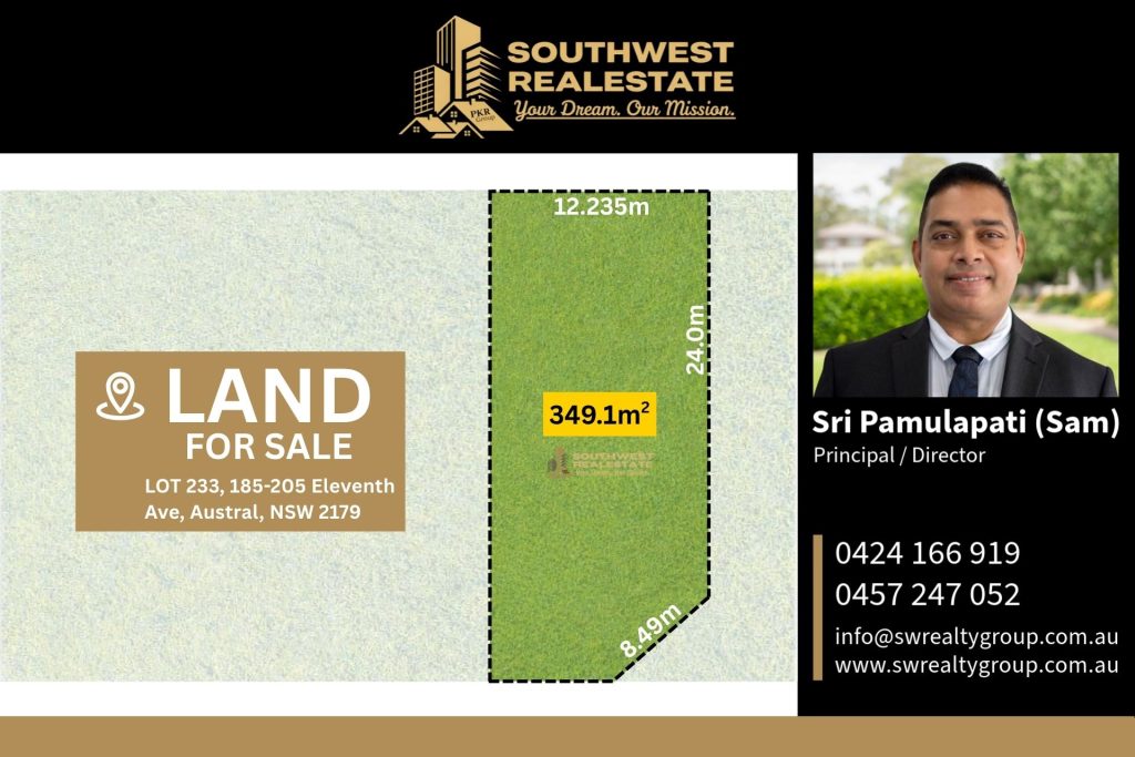 349.1m² residential land for sale at Lot 233, 185-205 Eleventh Avenue, Austral NSW 2179 by Southwest Real Estate Group.