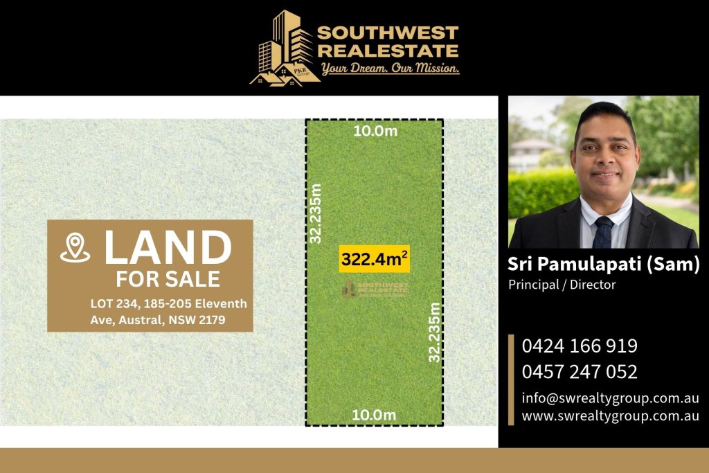 322.4m² residential land for sale at Lot 234, 185-205 Eleventh Avenue, Austral NSW 2179 by Southwest Real Estate Group.