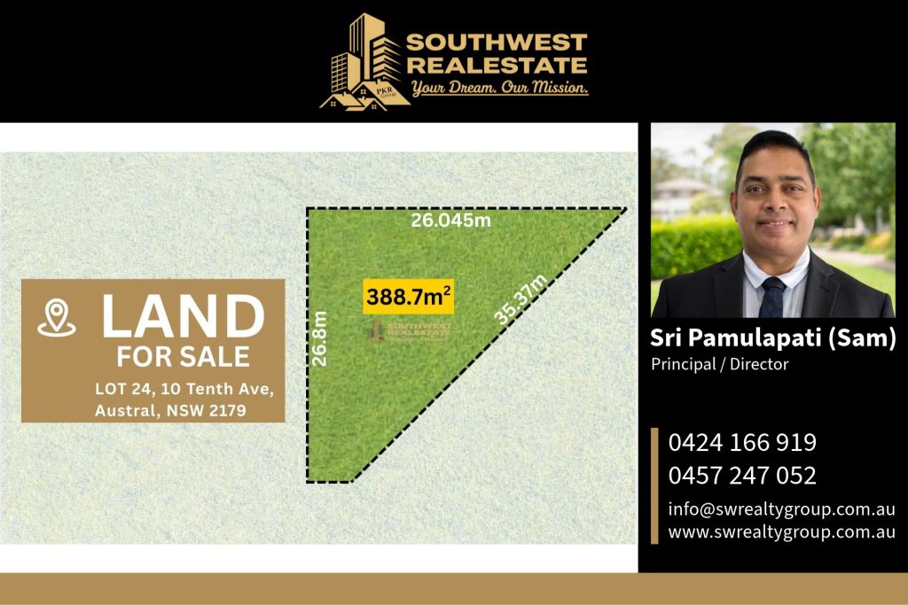 Lot 24, 10 Tenth Avenue, Austral NSW 2179 with 388.7m² residential land for sale by Southwest Real Estate Group.