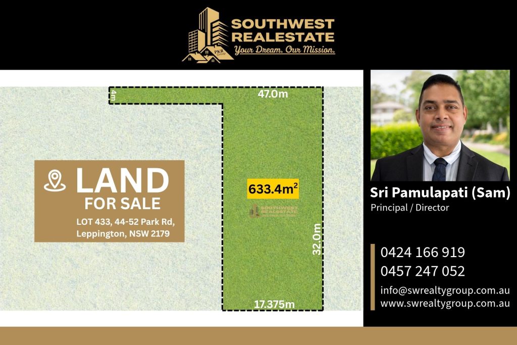Lot 433, 44–52 Park Road, Leppington NSW 2179 with 633.4m² residential land for sale by Southwest Real Estate Group.