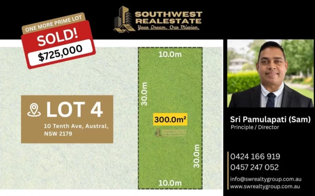 Recently Sold Residential Land at Lot 4, 10 Tenth Avenue, Austral NSW 2179 by South West Realty Group