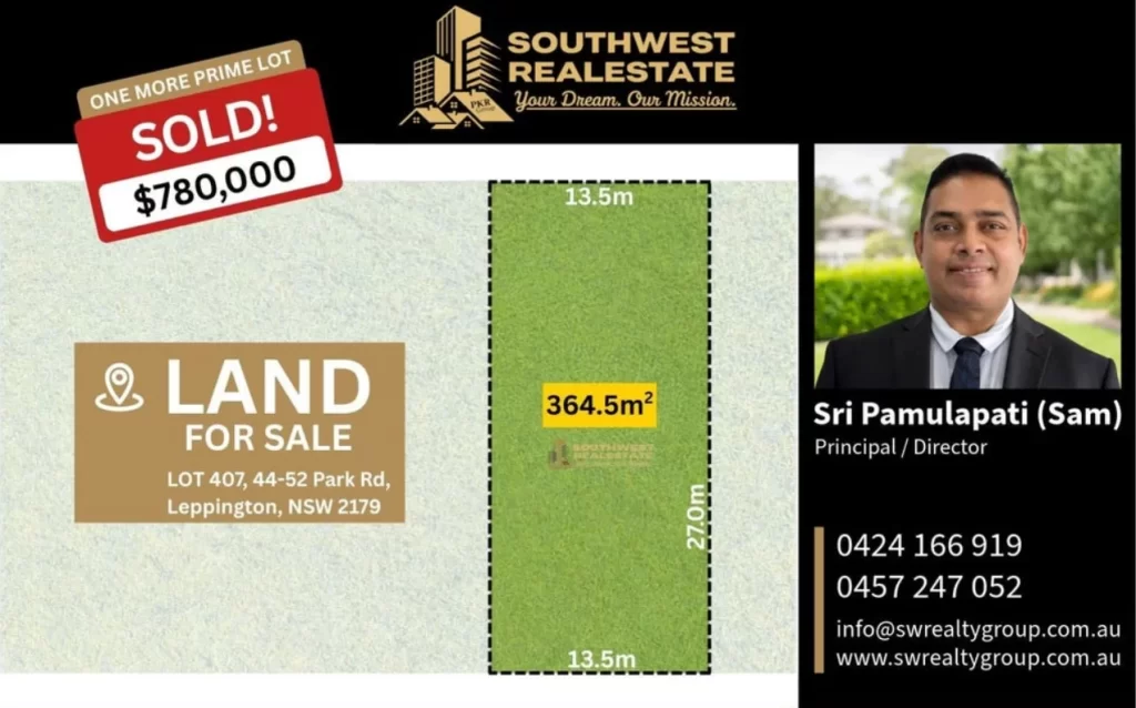 Recently Sold Residential Land at Lot 407, 44–52 Park Road, Leppington NSW 2179 by South West Realty Group