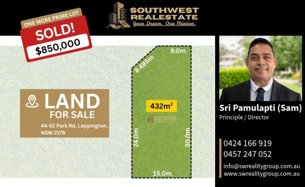 Recently Sold Residential Land at Lot 408, 44–52 Park Road, Leppington NSW 2179 by South West Realty Group