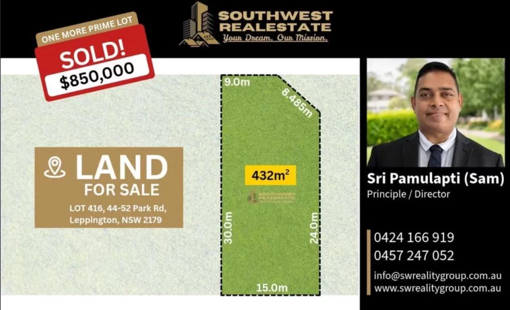 Recently Sold Residential Land at Lot 416, 44–52 Park Road, Leppington NSW 2179 by South West Realty Group