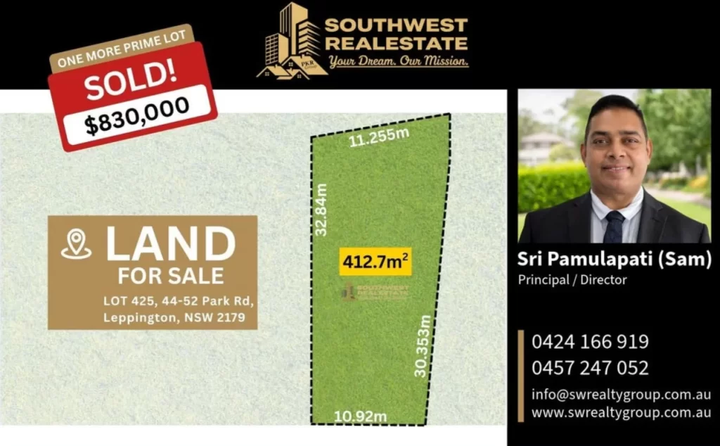 Recently Sold Residential Land at Lot 425, 44–52 Park Road, Leppington NSW 2179 by South West Realty Group