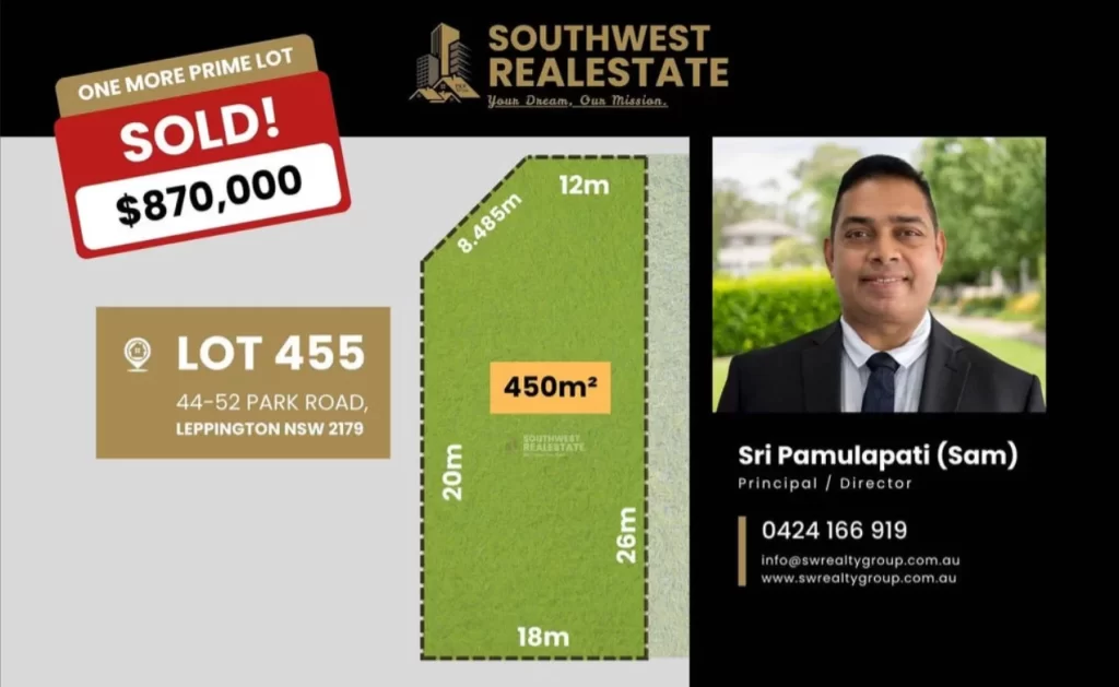 Recently Sold Residential Land at Lot 455, 44–52 Park Road, Leppington NSW 2179 by South West Realty Group