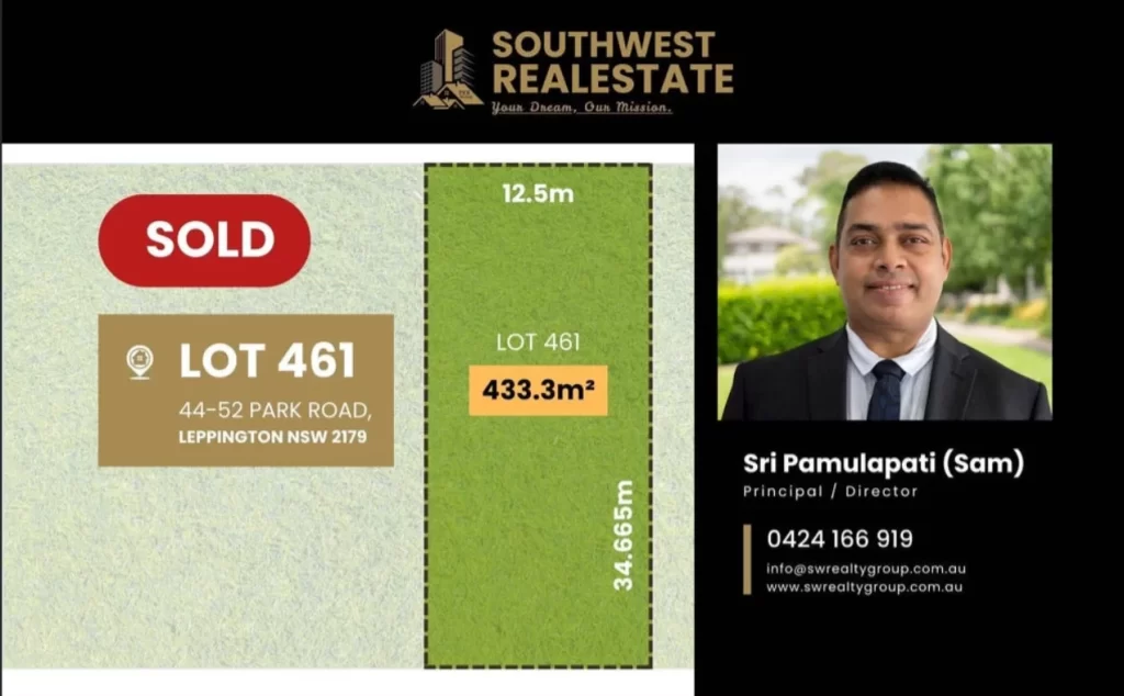 Recently Sold Residential Land at Lot 461, 44–52 Park Road, Leppington NSW 2179 by South West Realty Group