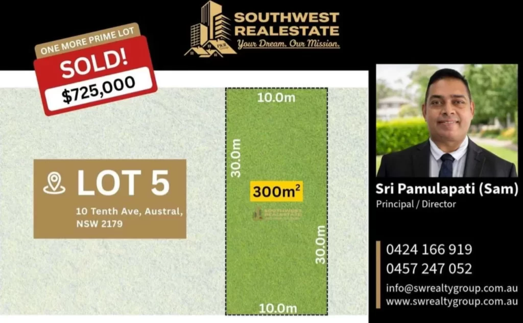 Recently Sold Residential Land at Lot 5, 10 Tenth Avenue, Austral NSW 2179 by South West Realty Group