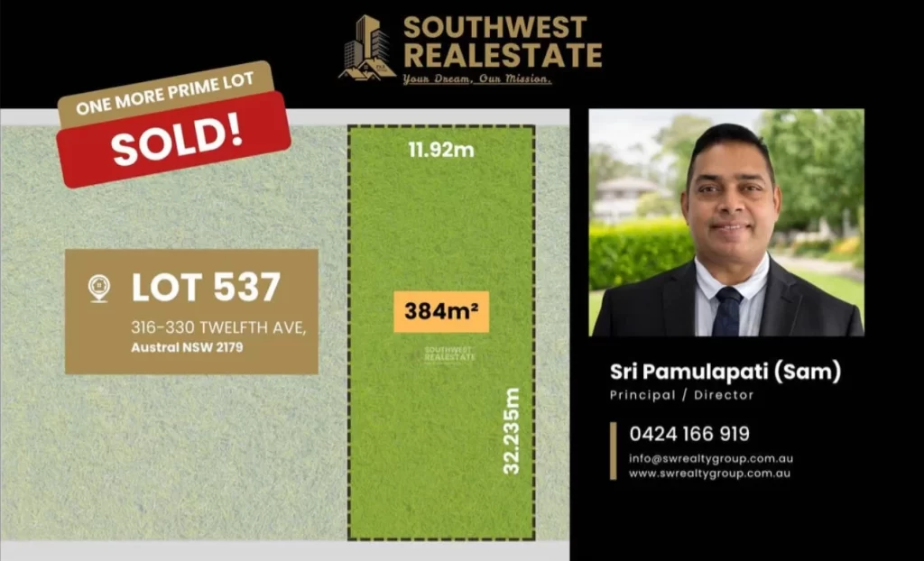 Recently Sold Residential Land at Lot 537, 316–330 Twelfth Avenue, Austral NSW 2179 by South West Realty Group