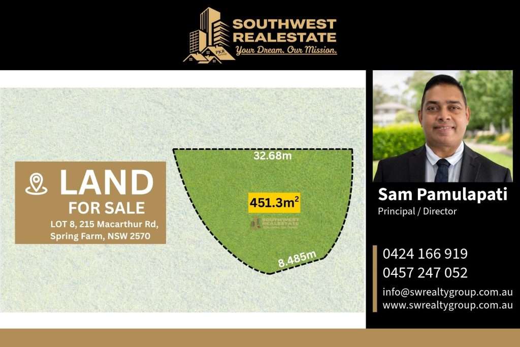 Lot 8, 215 Macarthur Road, Spring Farm NSW 2570, residential land for sale, 451.3 square metres.